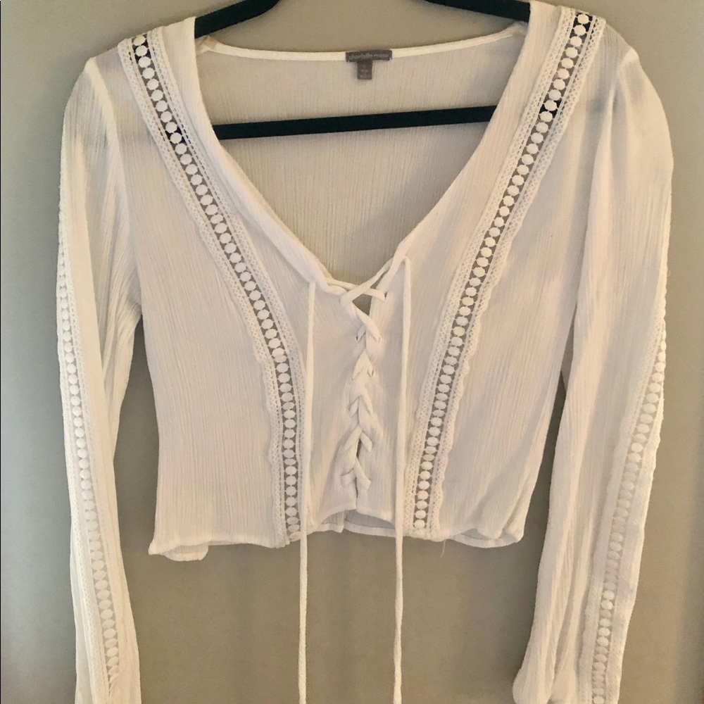 Cute white flowy summer top with ties